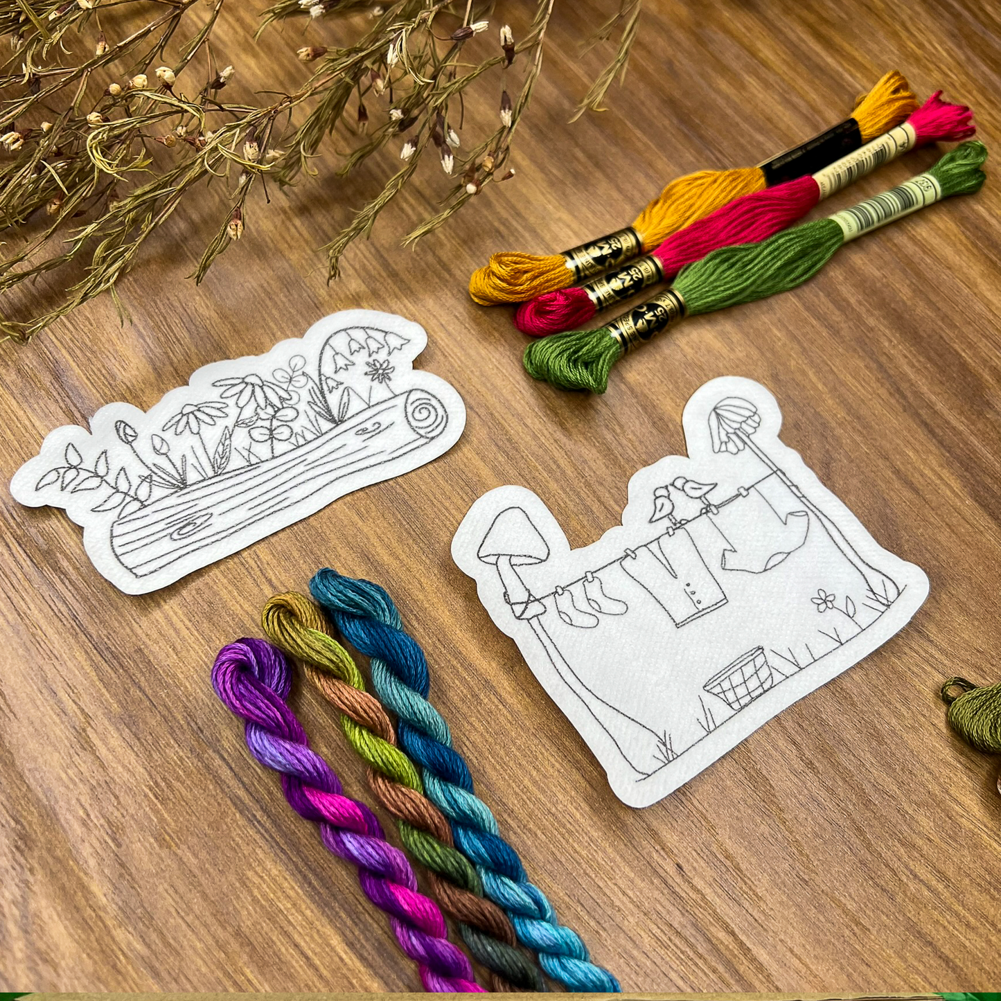 Forest Village composition stick and stitch pack