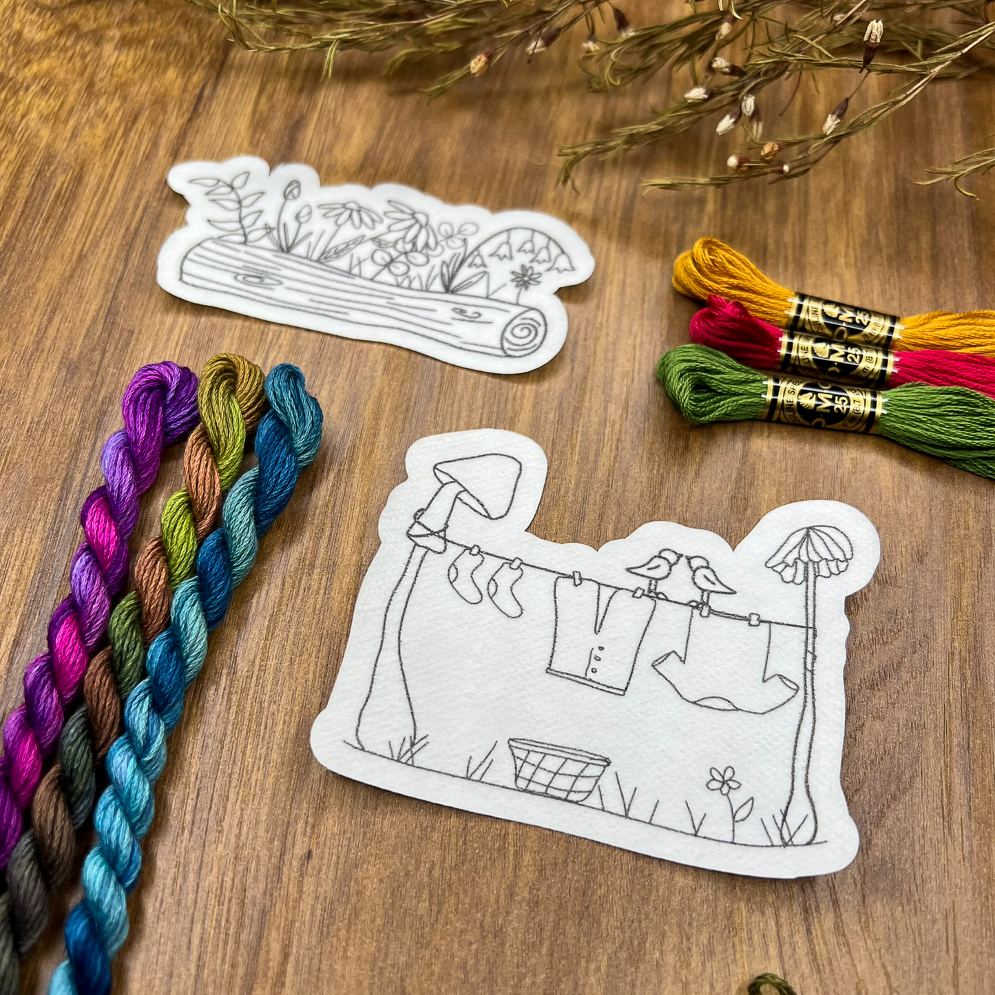 Forest Village composition stick and stitch pack