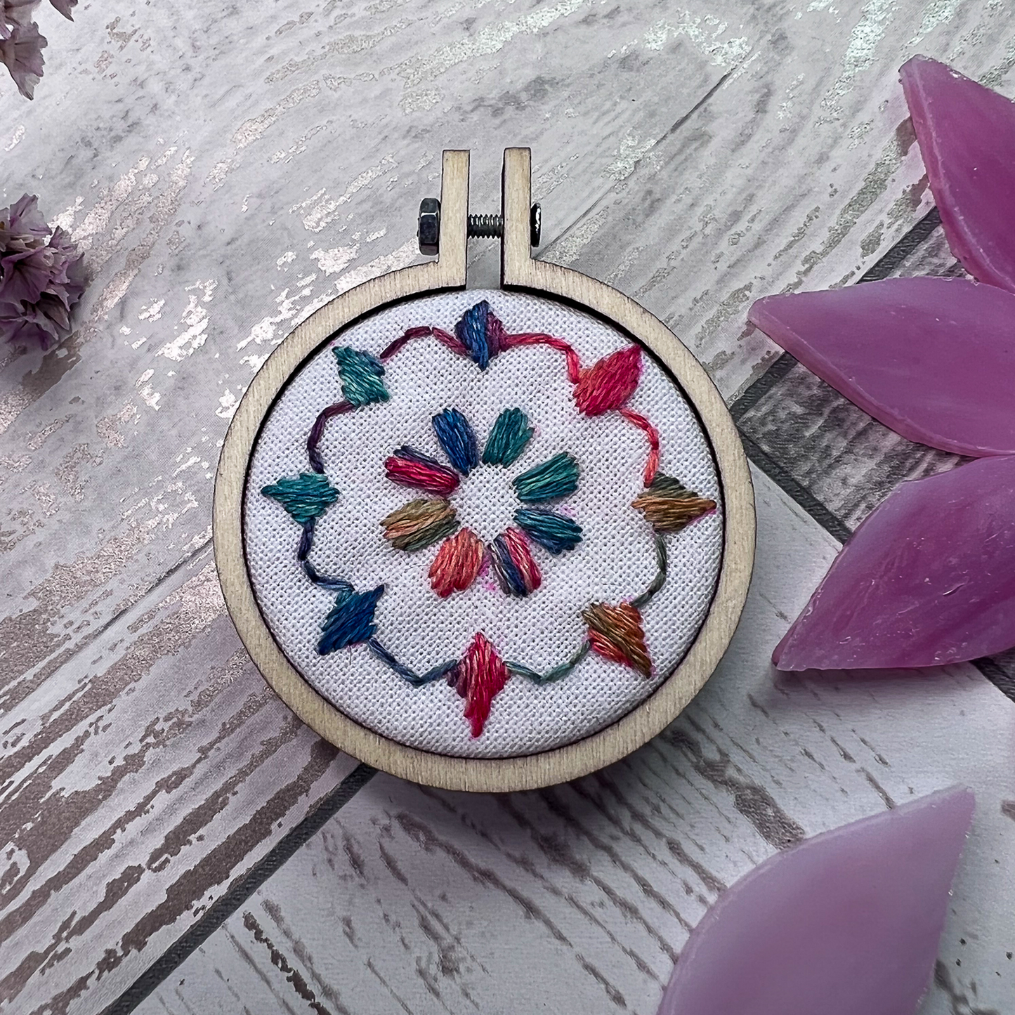 Hand Embroidered flower Needle Minder