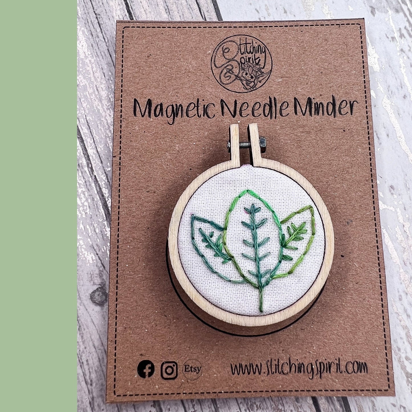Hand Embroidered leaf Needle Minder