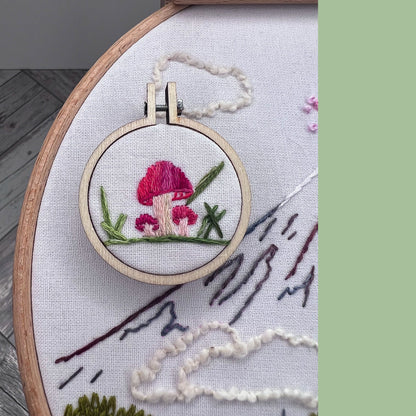 Hand Embroidered mushroom Needle Minder
