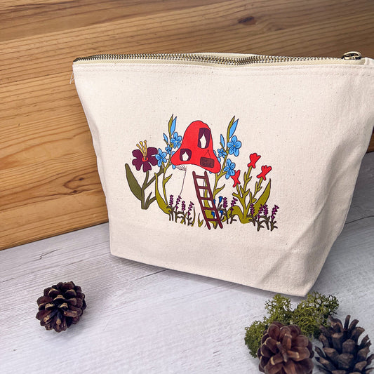 Embroidery mushroom shed project zip bag