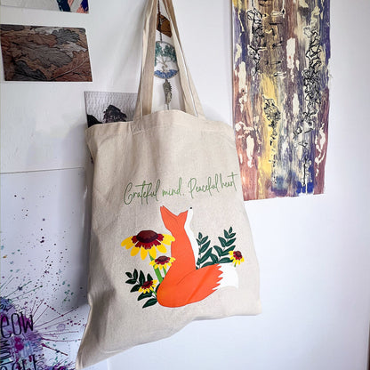 Printed fox tote bag
