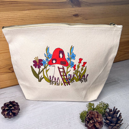 Embroidery mushroom shed project zip bag