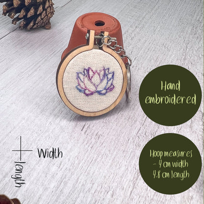 Hand embroidered mushroom keyring
