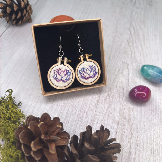 Lotus embroidered earrings