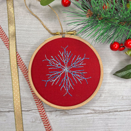Christmas snowflake embroidered hoop