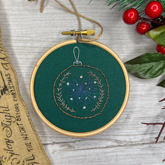 Christmas bauble embroidered hoop