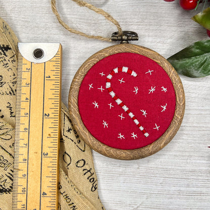 Christmas Candy Cane embroidered hoop