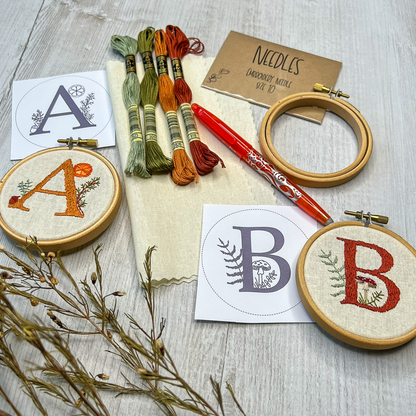 Woodland Alphabet Mini embroidery kit