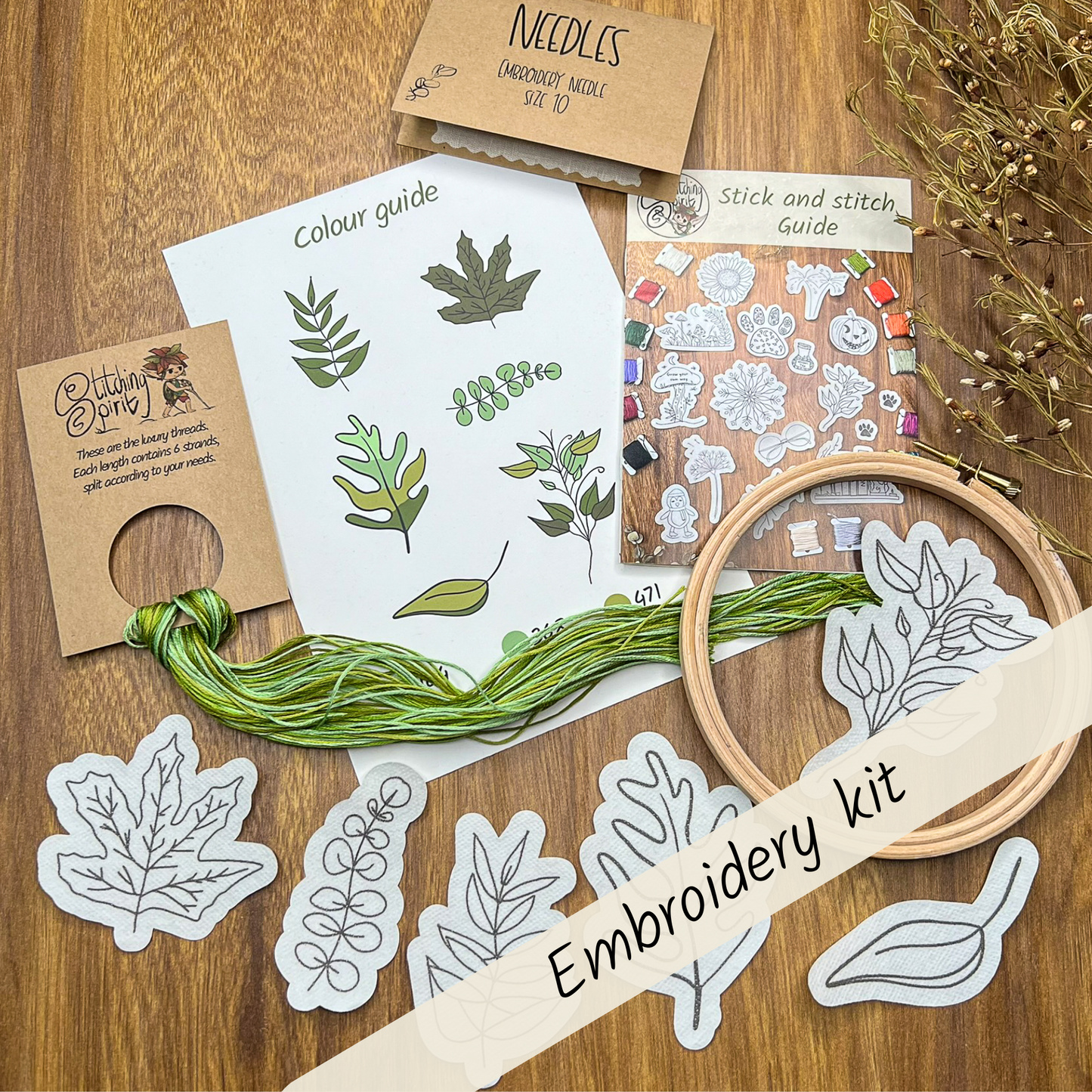 Foliage Stick and Stitch embroidery kit