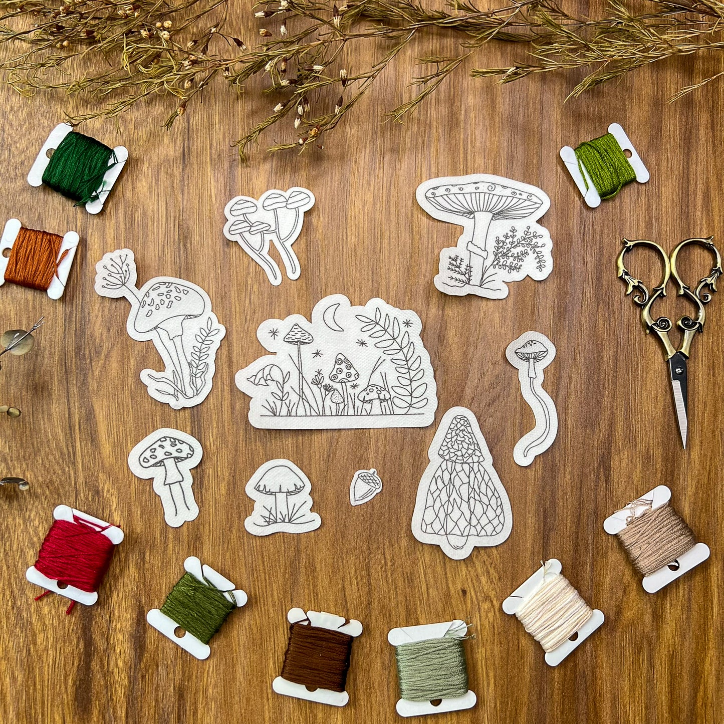 Pocket Mushrooms Stick and Stitch pack