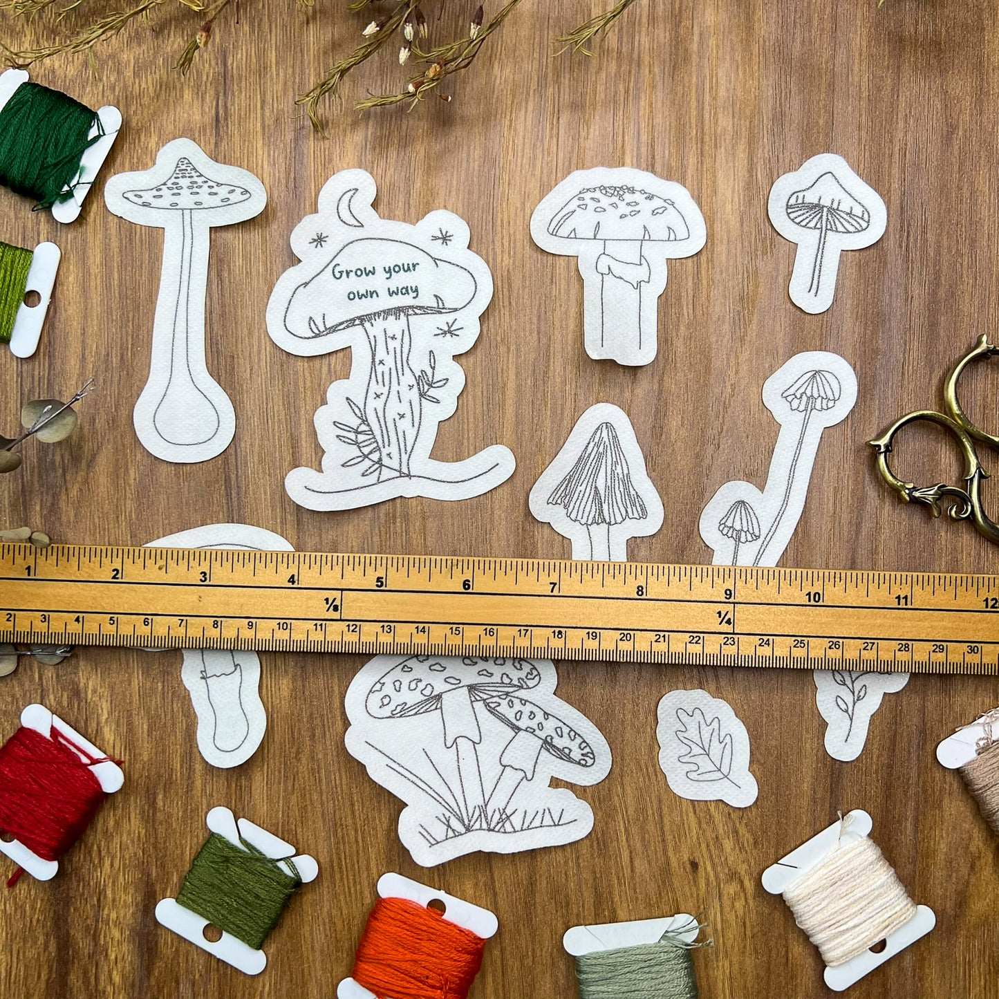 Grow your own way Mushrooms Stick and Stitch pack