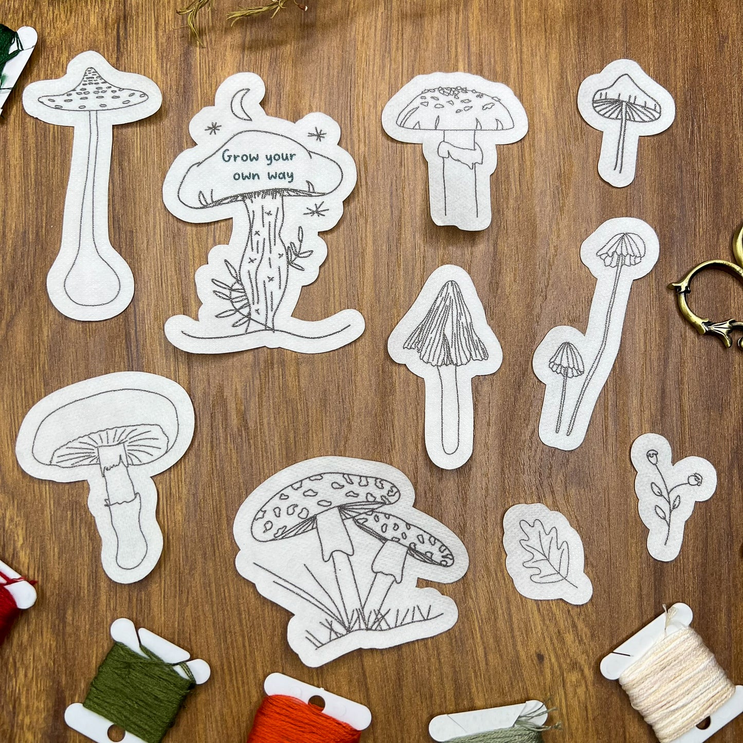 Grow your own way Mushrooms Stick and Stitch pack