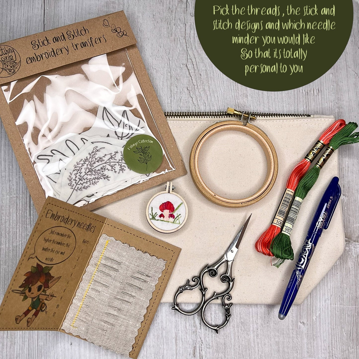 Make your own embroidery project bag kit